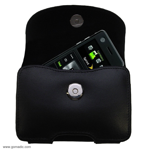 Gomadic Brand Horizontal Black Leather Carrying Case for the Samsung M620 with Integrated Belt Loop and Optional Belt Clip