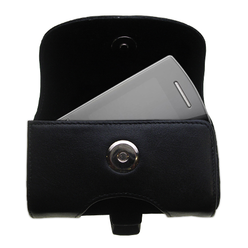 Black Leather Case for Samsung SGH-F400