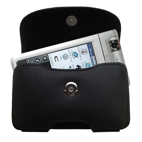Gomadic Brand Horizontal Black Leather Carrying Case for the Sony Clie NR60 with Integrated Belt Loop and Optional Belt Clip