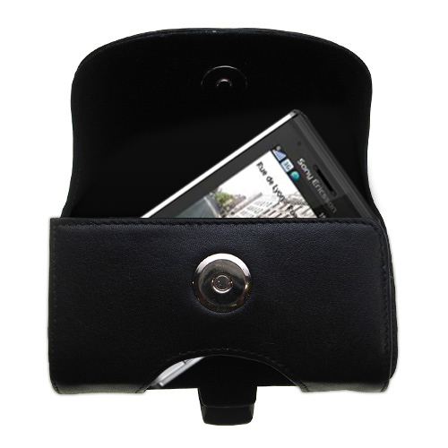 Black Leather Case for Sony Ericsson  T715a