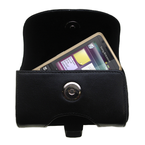 Black Leather Case for Sony Ericsson G700