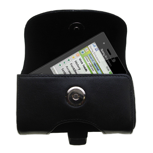 Black Leather Case for Sony Ericsson G705