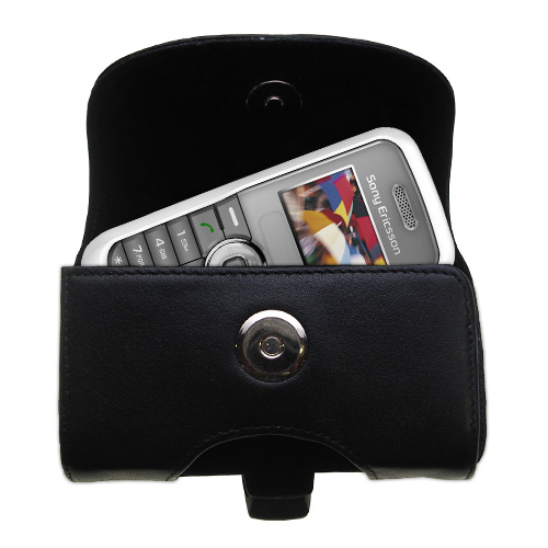 Black Leather Case for Sony Ericsson J100a