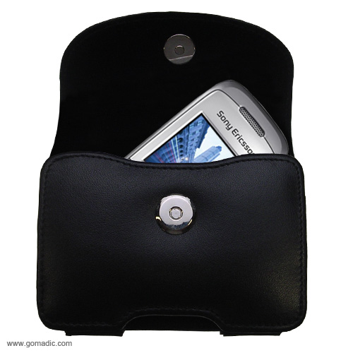 Black Leather Case for Sony Ericsson J210c