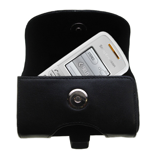 Black Leather Case for Sony Ericsson J230a