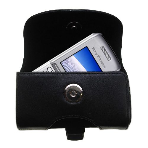 Black Leather Case for Sony Ericsson K300i