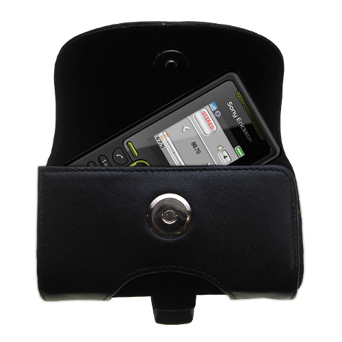 Black Leather Case for Sony Ericsson K330a