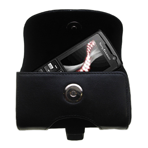 Black Leather Case for Sony Ericsson k610m