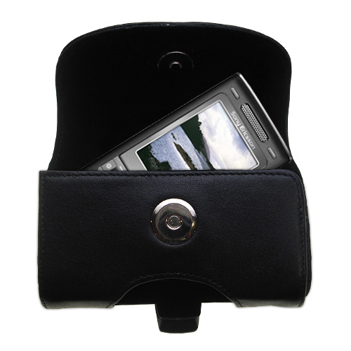 Gomadic Brand Horizontal Black Leather Carrying Case for the Sony Ericsson k790c with Integrated Belt Loop and Optional Belt Clip