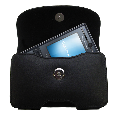 Black Leather Case for Sony Ericsson k810i