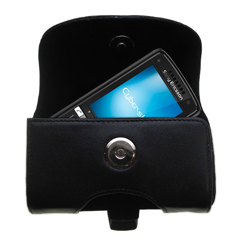 Black Leather Case for Sony Ericsson K858c
