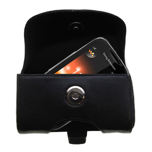 Black Leather Case for Sony Ericsson Mix Walkman