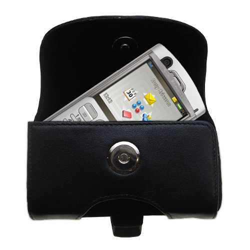 Gomadic Brand Horizontal Black Leather Carrying Case for the Sony Ericsson P990c with Integrated Belt Loop and Optional Belt Clip