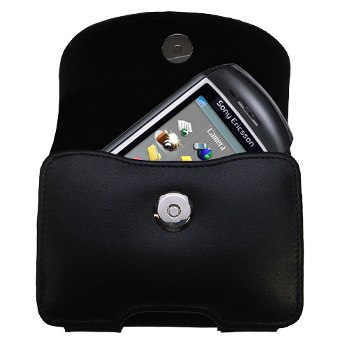 Black Leather Case for Sony Ericsson S710a