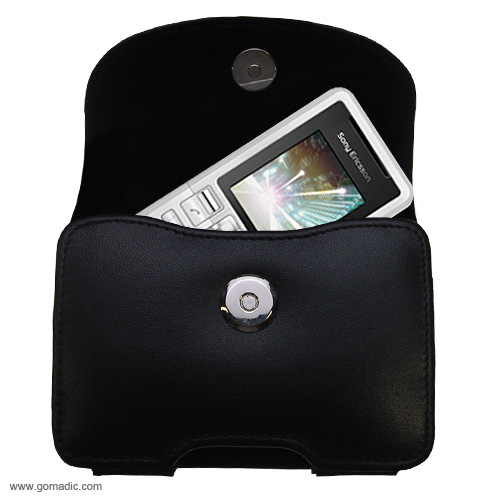 Black Leather Case for Sony Ericsson T250a