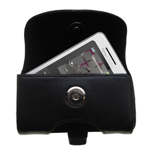 Black Leather Case for Sony Ericsson T303