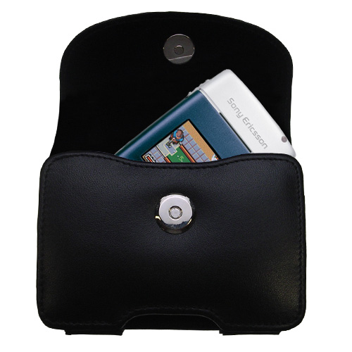 Gomadic Brand Horizontal Black Leather Carrying Case for the Sony Ericsson T310 with Integrated Belt Loop and Optional Belt Clip