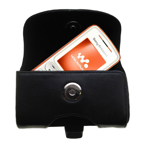 Black Leather Case for Sony Ericsson w200a