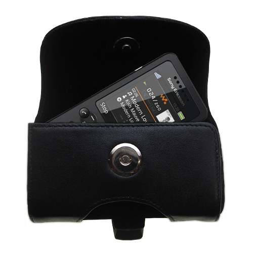Black Leather Case for Sony Ericsson W302