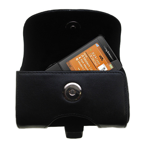 Black Leather Case for Sony Ericsson W350i