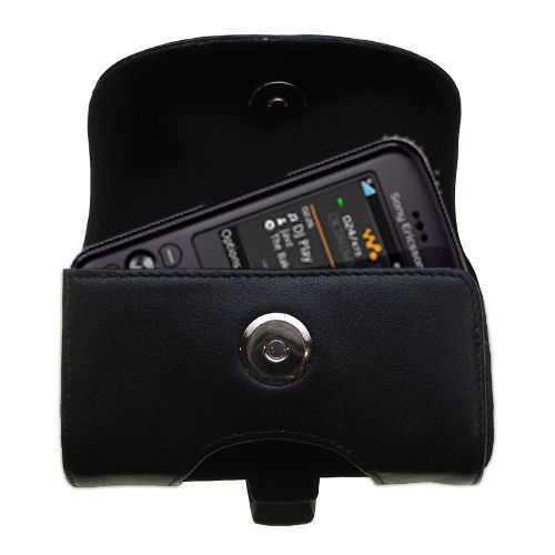Black Leather Case for Sony Ericsson W395