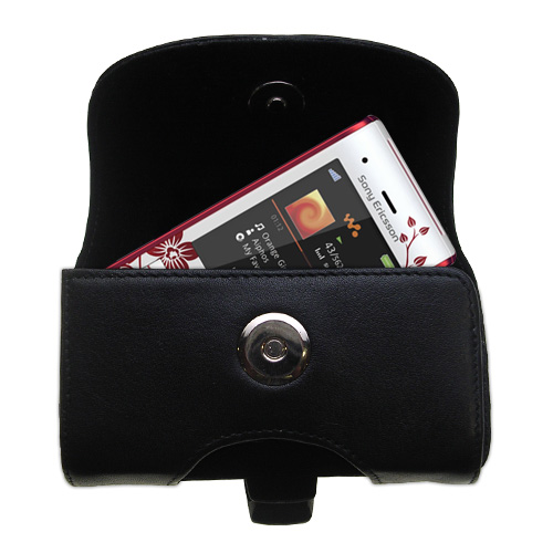 Black Leather Case for Sony Ericsson W595