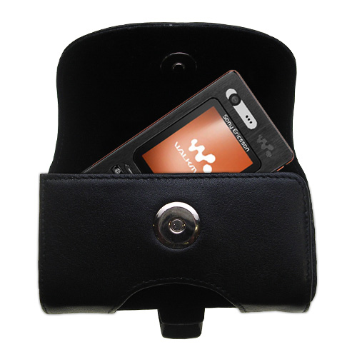 Black Leather Case for Sony Ericsson w880i