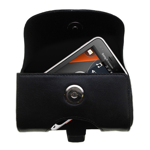 Black Leather Case for Sony Ericsson Xperia active