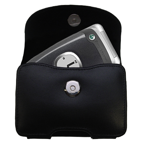 Black Leather Case for Sony Ericsson Z300a