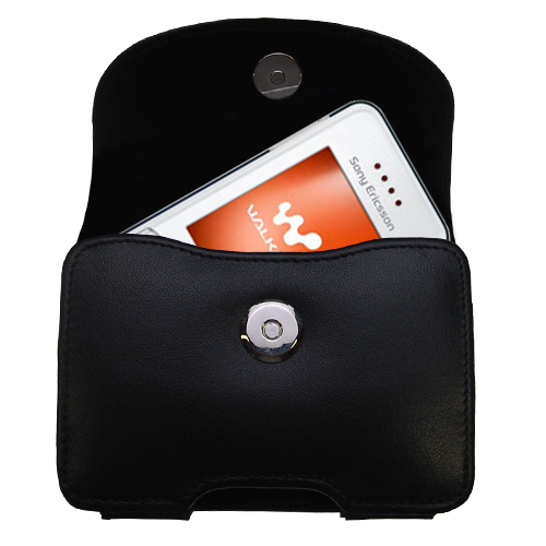 Black Leather Case for Sony Ericsson Z750a