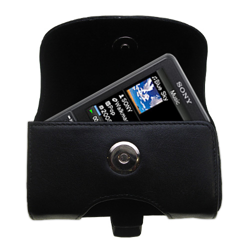 Black Leather Case for Sony Walkman NWZ-A729