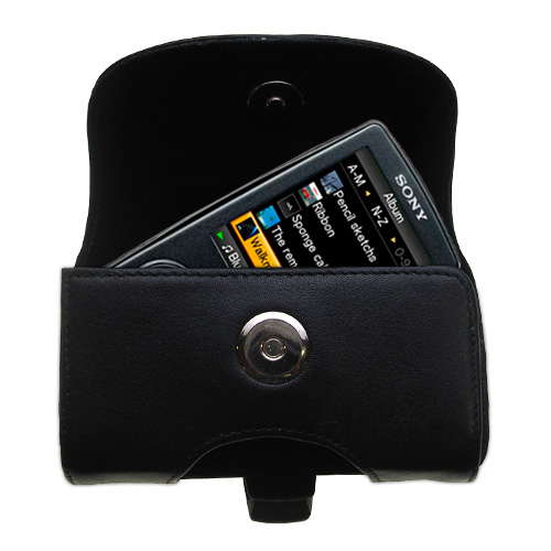 Black Leather Case for Sony Walkman NWZ-A815