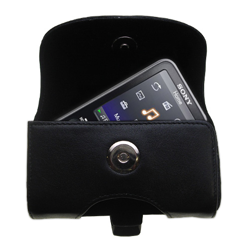Black Leather Case for Sony Walkman NWZ-E436F