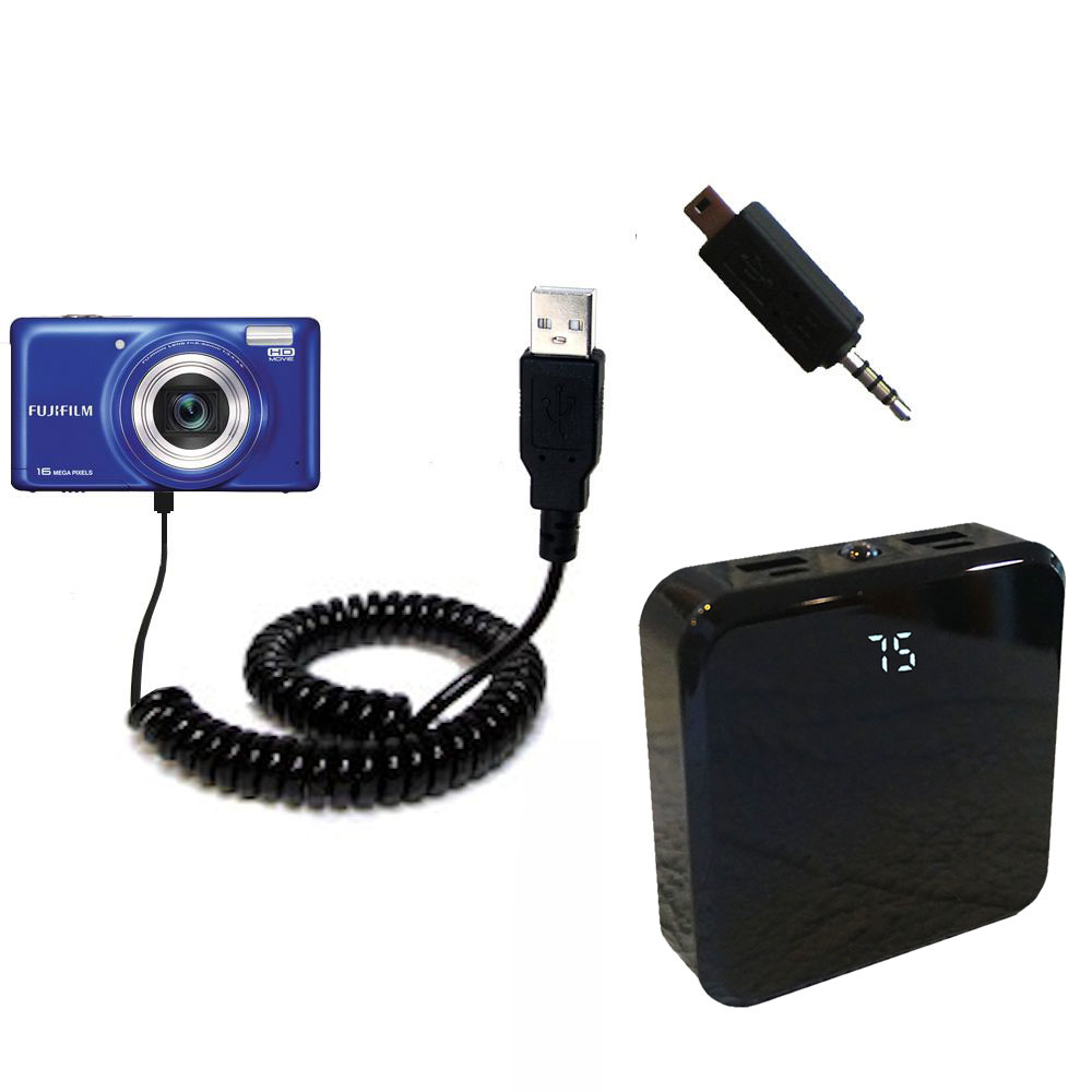 Compact and retractable USB Power Port Ready charge cable designed for the Fujifilm Finepix T350 T360 T400 and uses TipExchange 