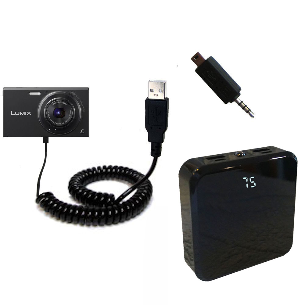 Gomadic USB Power Port Ready retractable USB charge USB cable wired specifically for the Panasonic Lumix XS1 and uses TipExchange 