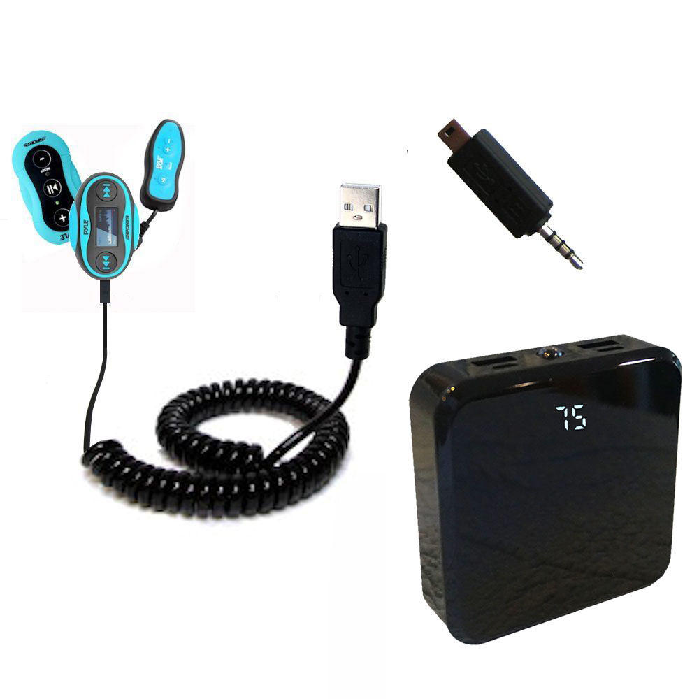 Rechargeable Pack Charger compatible with the Pyle PSWP25BL Waterproof MP3