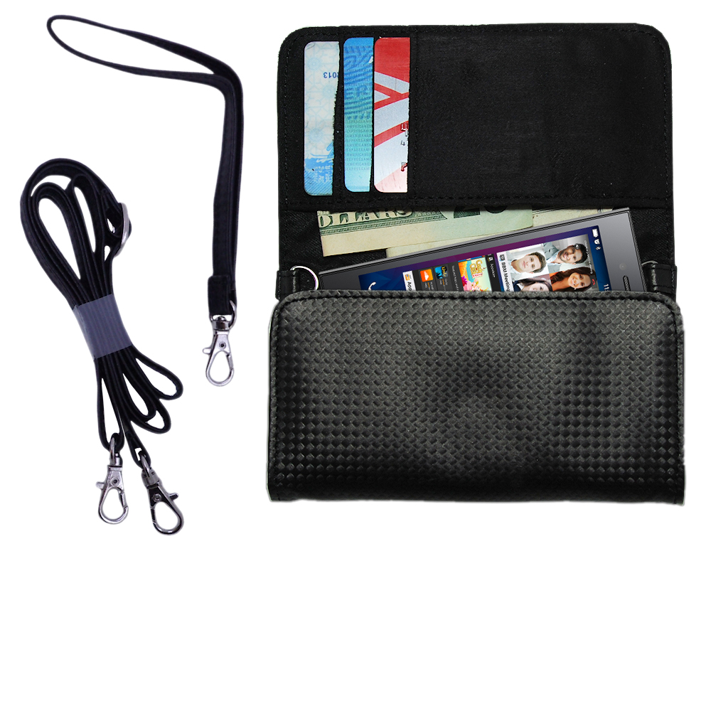 Black Purse Handbag Case for the Blackberry Leap Includes a Hand Loop and Shoulder Strap