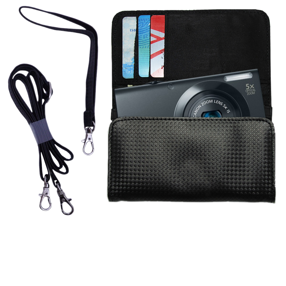 Purse Handbag Case for the Canon Powershot A3400 with both a hand and shoulder loop - Color Options Blue Pink White Black and Red
