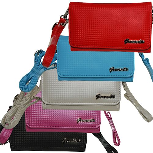 Purse Handbag Case for the Motorola MOTO W7 Active Edition  - Color Options Blue Pink White Black and Red