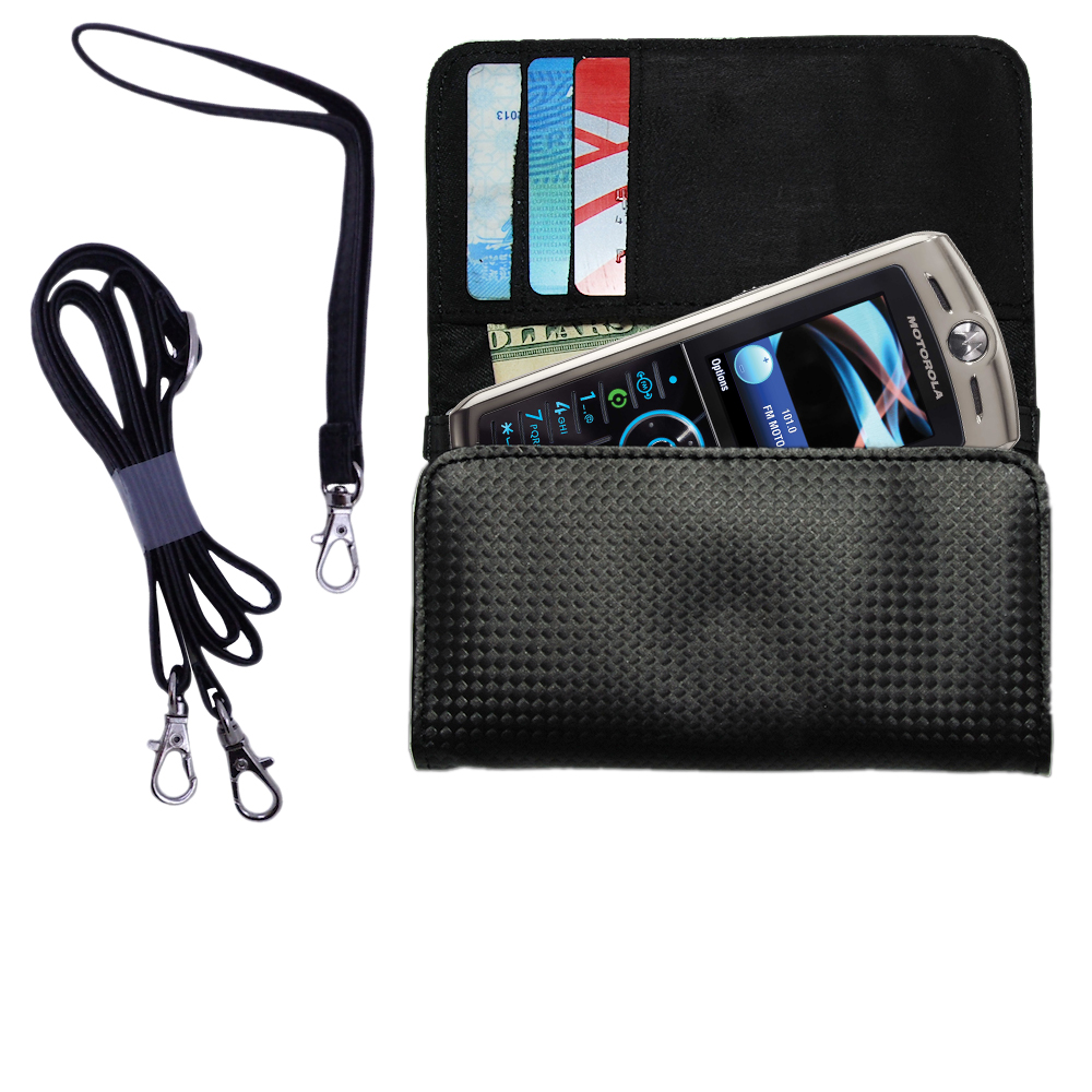 Purse Handbag Case for the Motorola SLVR L9 with both a hand and shoulder loop - Color Options Blue Pink White Black and Red