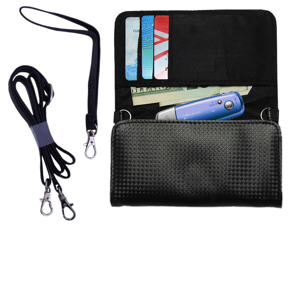 Purse Handbag Case for the Sony Walkman NW-E002F  - Color Options Blue Pink White Black and Red