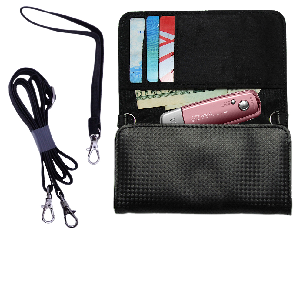 Purse Handbag Case for the Sony Walkman NW-E003  - Color Options Blue Pink White Black and Red