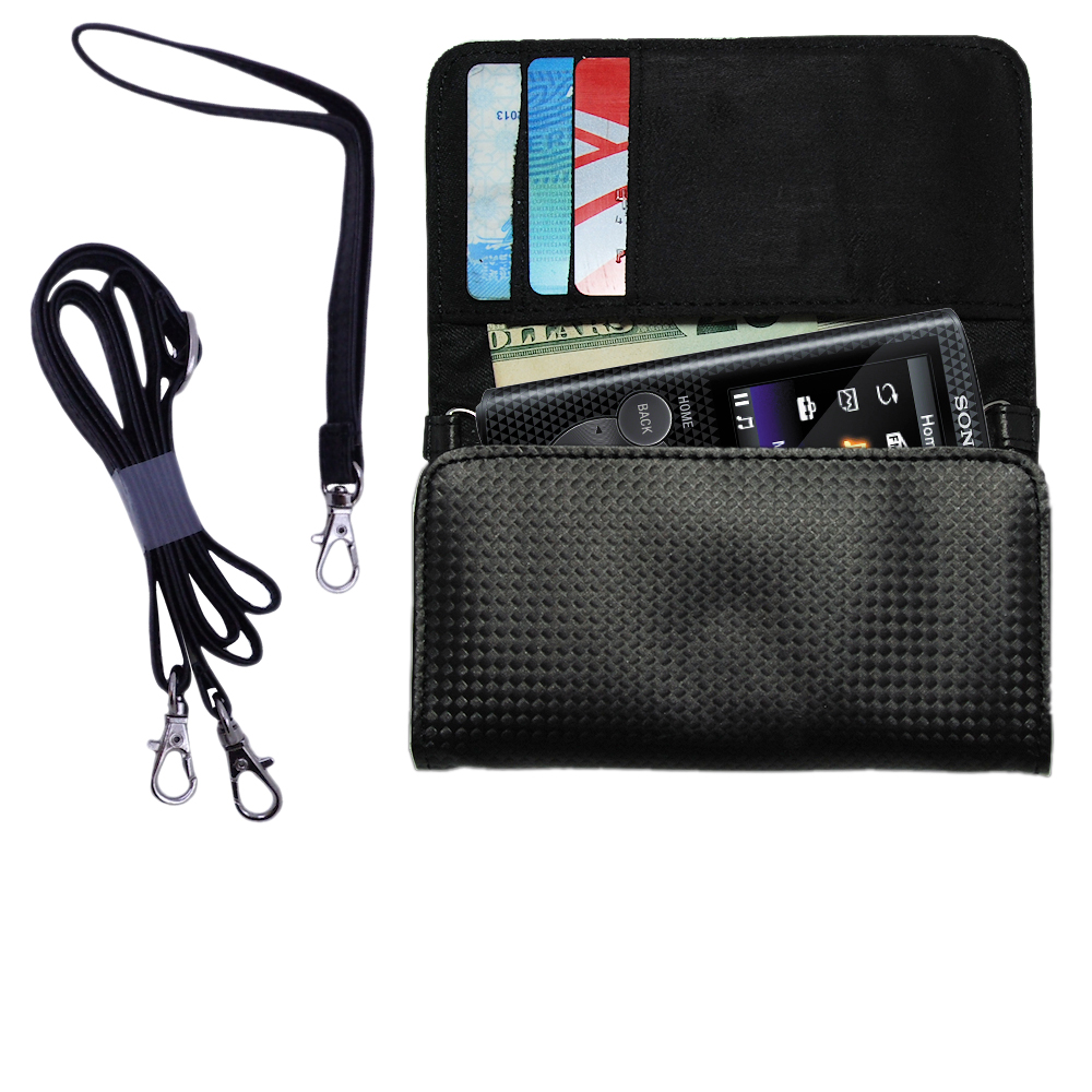 Purse Handbag Case for the Sony Walkman NWZ-E383 / NWZ-E384 / NWZ-E385  - Color Options Blue Pink White Black and Red