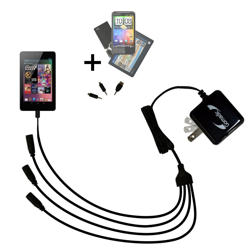 Quad output Wall Charger includes tip for the Amazon Kindle Fire / Fire HD