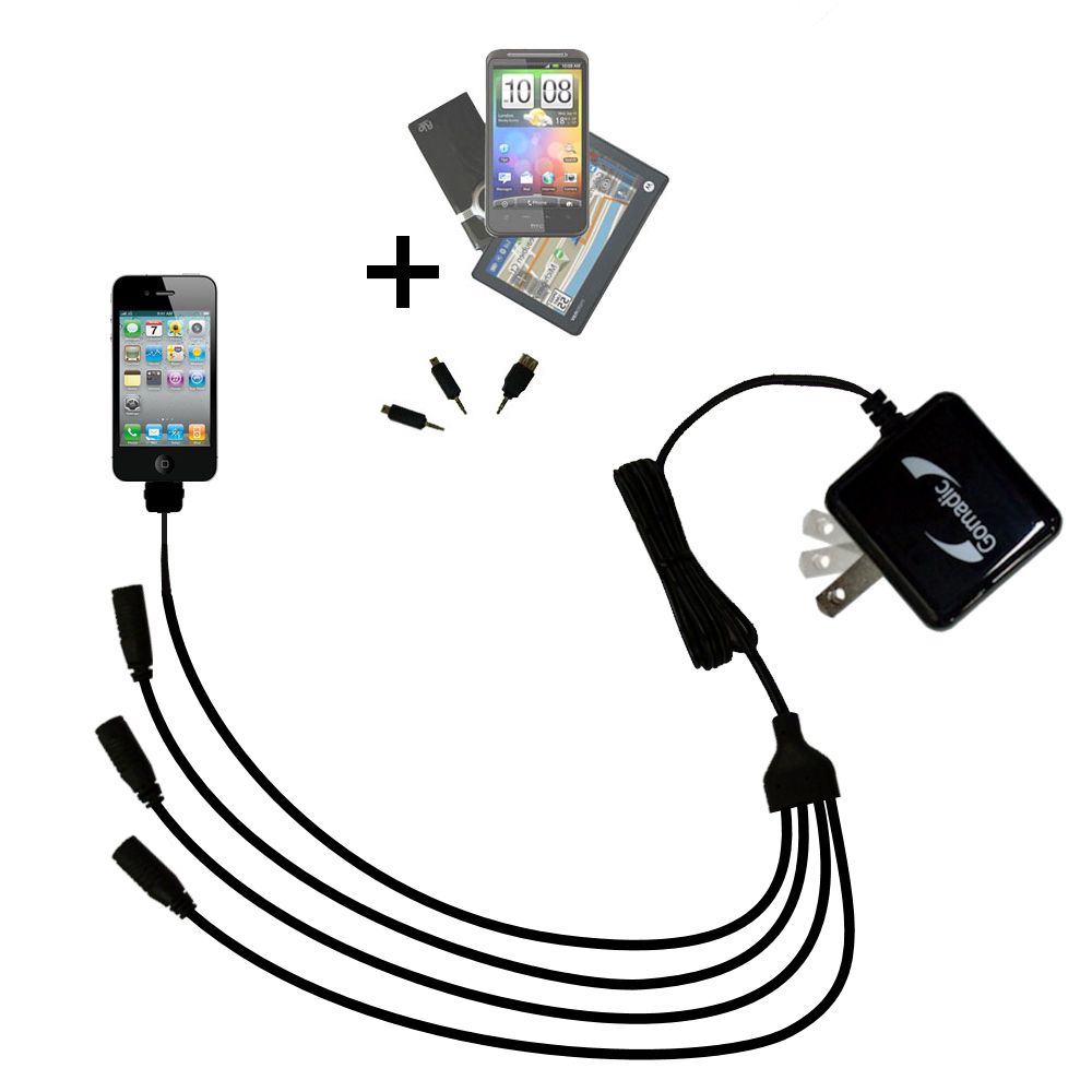 Quad output Wall Charger includes tip for the Apple iPhone 4S