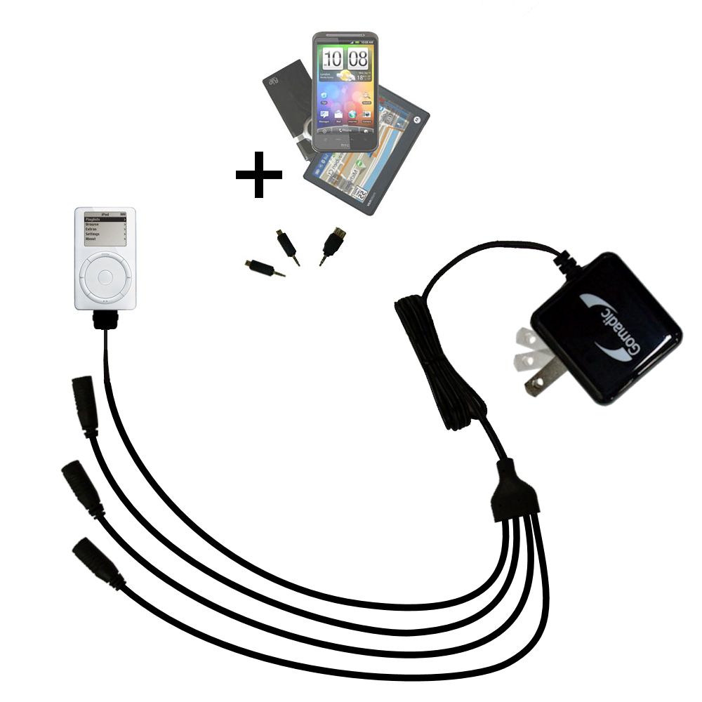 Quad output Wall Charger includes tip for the Apple iPod 4G (40GB)