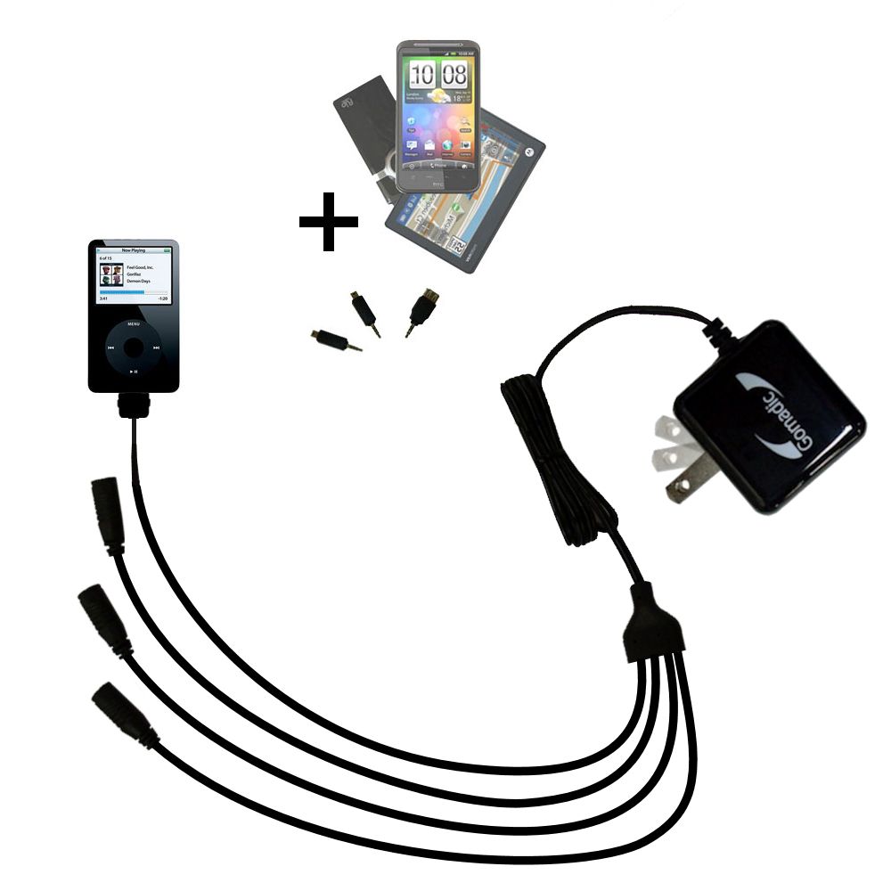 Quad output Wall Charger includes tip for the Apple iPod Photo (40GB)