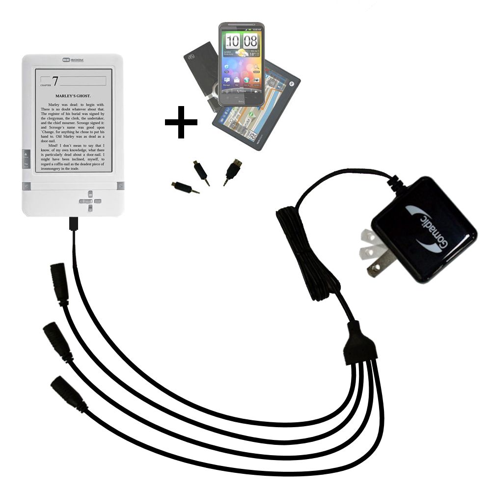 Quad output Wall Charger includes tip for the BeBook Club
