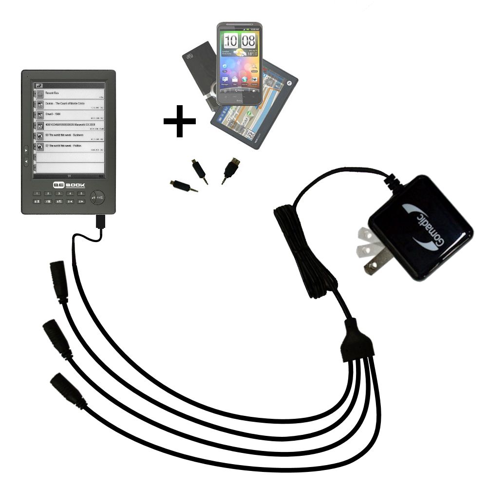 Quad output Wall Charger includes tip for the BeBook One