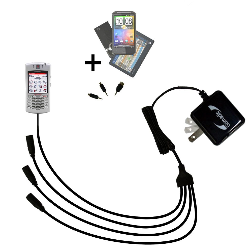 Quad output Wall Charger includes tip for the Blackberry 7100v